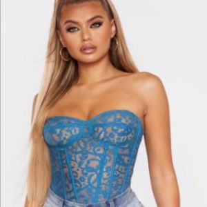 Blue lace corset top